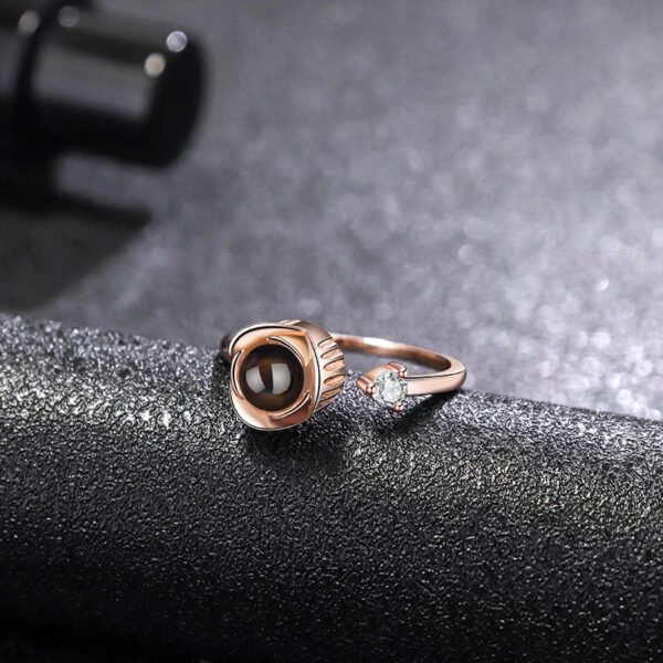 925 Silver Ring Projection Photo Adjustable Ring for Mom Couple Ring Crystal Rings Couple Memorial Jewelry Gift for Women Gift