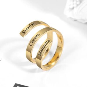 Personalized Three Layer Ring Stainless Steel Ring Engraved Name Jewelry for Women Men Not Fade High Quality Charm Gifts