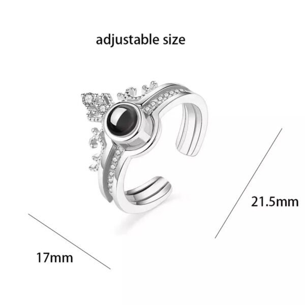 Projection Photo Adjustable Ring for Women Wedding Memory Bridal Romantic Crown Projection Ring Memorial Jewelry Gift for Girl