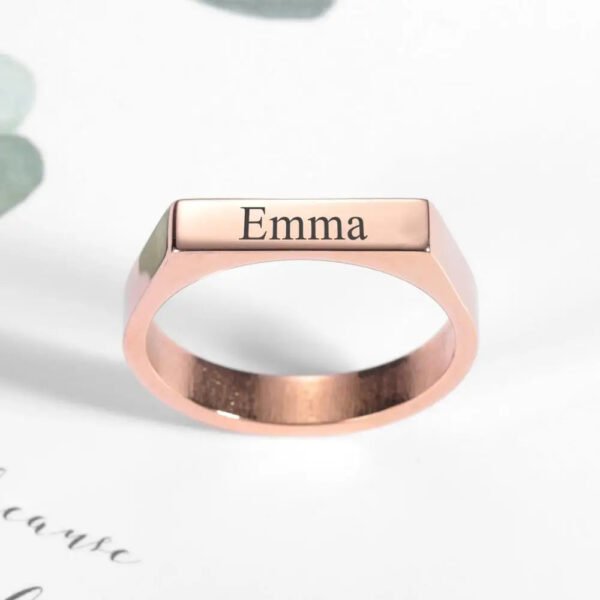 Personalized Square Stainless Steel Ring Engraved Name Ring Jewelry for Husband Men'S Wedding Gifts Not Fade High Quality Gifts