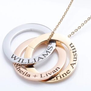 Necklace for Women Family Necklace Personalized Gift Linked Circle Necklaces Custom Children Name Eternity Necklace Mother Gift