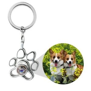 Projection Photo Keychain in Gold Silver Rose Gold Personalized 925 Sterling Silver Custom Pet Picture inside Keychain Jewelry