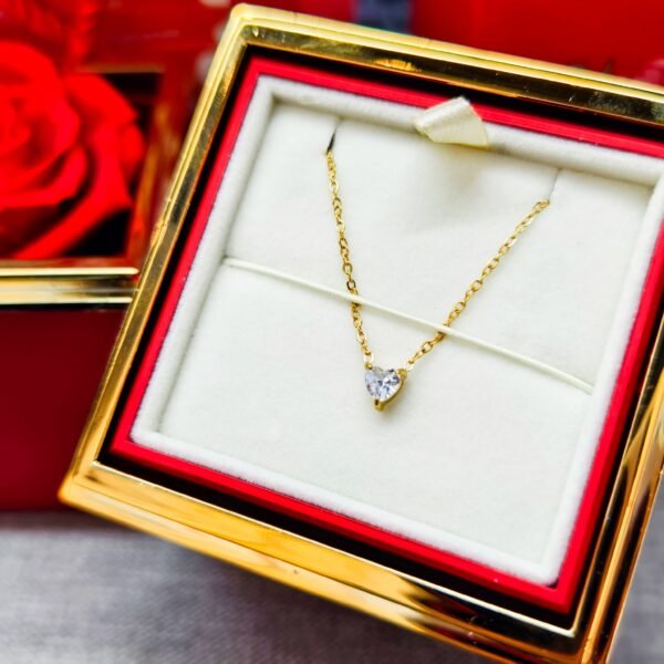 ETERNAL ROSE BOX - Heart Zircon Necklace & REALROSE Flower Gift Box Jewelry Valentine'S Day Gift for Her Couple Women Necklace