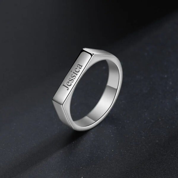 Personalized Square Stainless Steel Ring Engraved Name Ring Jewelry for Husband Men'S Wedding Gifts Not Fade High Quality Gifts