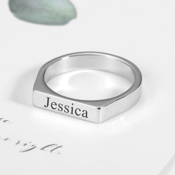 Personalized Square Stainless Steel Ring Engraved Name Ring Jewelry for Husband Men'S Wedding Gifts Not Fade High Quality Gifts