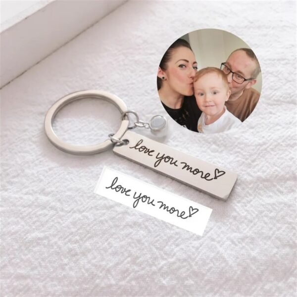 Personalized Signature Keychain Custom Photo Projection Keyring Customized Real Handwriting Pet Memorial Valentine'S Day Present